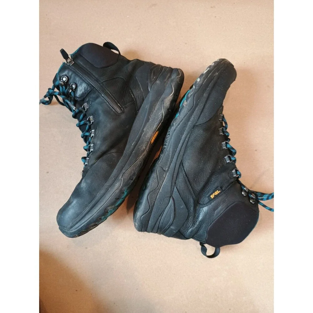 TEVA UTILITY WATERPROOF TALL BLACK TEAL HIKING BOOTS SZ 13 MEN 1018227